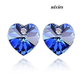 GORGEOUS TANZANITE SWAROVSKI HEART EARRING STUDS