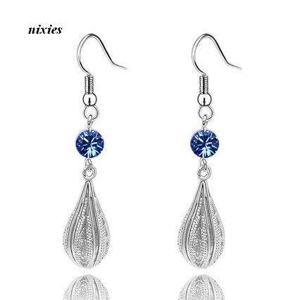 STYLISH TANZANITE SWAROVSKI CRYSTAL EARRINGS