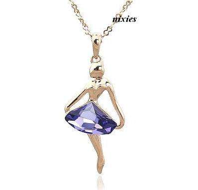 ADORABLE RICH AMETHYST SWAROVSKI BALLERINA PENDANT on chain