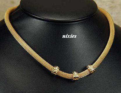 ELEGANT GOLD EP MESH CHOKER WITH CRYSTALS