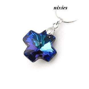 ATTRACTIVE BLUE MYSTIC TOPAZ SWAROVSKI CROSS PENDANT