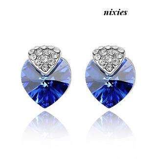 DAZZLING TANZANITE SWAROVSKI HEART STUDS