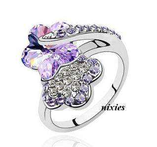 STUNNING SOFT AMETHYST SWAROVSKI RING - SIZE 6(M)