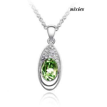 "AUGUST" PAVED PERIDOT SWAROVSKI PENDANT on chain