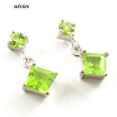 FEMININE PURE 925 STERLING SILVER PERIDOT EARRINGS