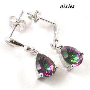 NATURAL MYSTIC TOPAZ TEARDROPS IN PURE 925 STERLING SILVER