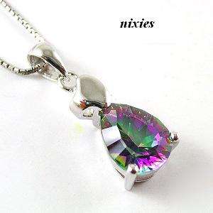 NATURAL MYSTIC TOPAZ TEARDROP IN PURE 925 STERLING SILVER