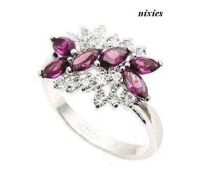 LOVELY GARNET SWAROVSKI CLUSTER RING - SIZE 7(O)