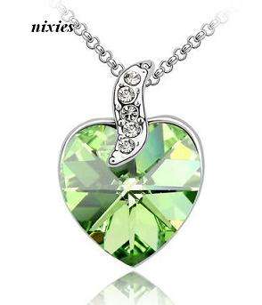 GORGEOUS PERIDOT SWAROVSKI HEART PENDANT  on chain