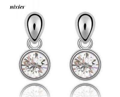 ELEGANT  DIAMOND SWAROVSKI EARRING DANGLING STUDS