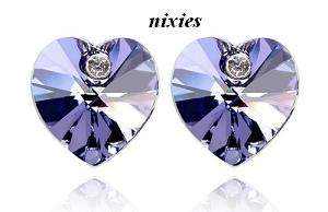 LOVELY AMETHYST SWAROVSKI HEART EARRING STUDS