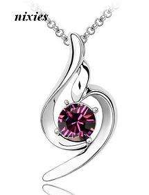 DAZZLING GARNET SWAROVSKI PENDANT on chain