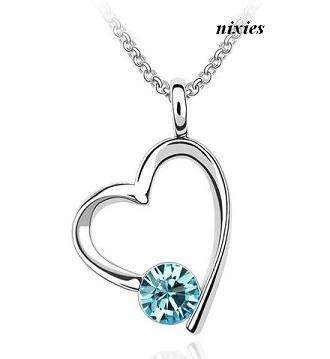 LOVING HEART WITH BLUE TOPAZ SWAROVSKI on chain