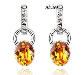 ELEGANT COGNAC CITRINE SWAROVSKI EARRINGS