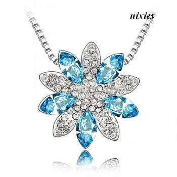 EXQUISITE TOPAZ BLUE SWAROVSKI PENDANT on chain