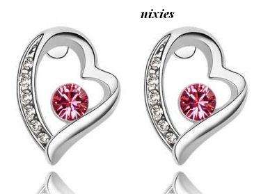 DARLING PINK SWAROVSKI HEART EARRING STUDS