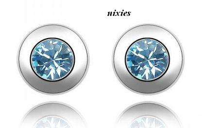 GORGEOUS DAINTY BLUE TOPAZ SWAROVSKI EARRING STUDS