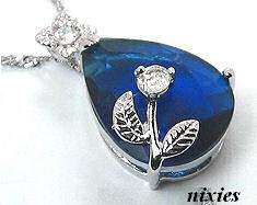 TRENDY BLUE & WHITE SAPPHIRE PENDANT on chain