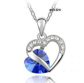 DAZZLING TANZANITE SWAROVSKI HEART NECKLACE
