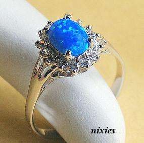 LOVELY 925 STERLING SILVER FIRE OPAL RING - SIZE 8(Q)