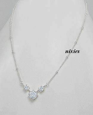 BEAUTIFUL SOLID 925 STERLING SILVER DIAMOND CZ NECKLACE