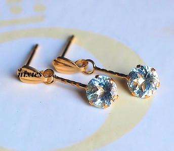 GENUINE BLUE TOPAZ 9K YELLOW GOLD DROP EARRINGS
