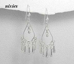 TRENDY PURE 925 STERLING SILVER DANGLING EARRINGS