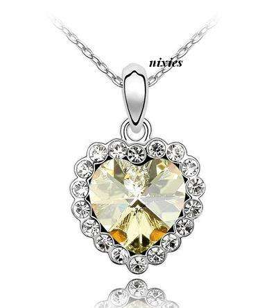 GORGEOUS CITRINE SWAROVSKI HEART PENDANT on chain