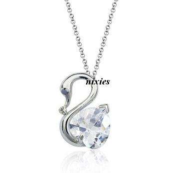 GORGEOUS SWAROVSKI DIAMOND SWAN PENDANT on chain
