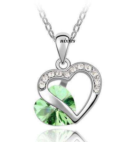 DAZZLING PERIDOT SWAROVSKI HEART NECKLACE