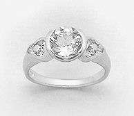 ELEGANT PURE 925 STERLING SILVER DIAMOND CZ RING - SIZE 8(Q)