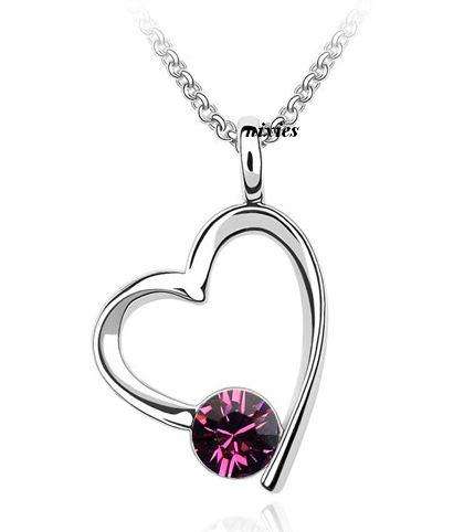 LOVING HEART WITH GARNET SWAROVSKI on chain