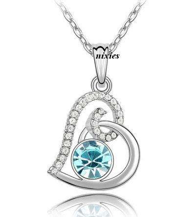 DAZZLING BLUE TOPAZ SWAROVSKI PENDANT on chain