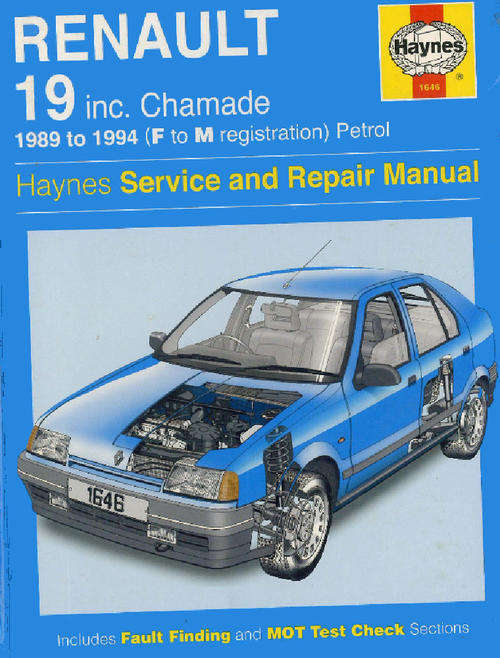 Haynes 1646 Renault 19  Chamade 1989 to 1994 Repair Manual