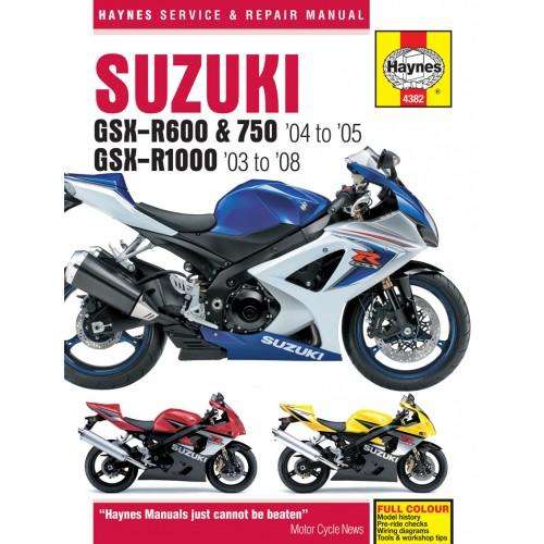 Haynes 4382 Suzuki GSX-R600, 750 & GSX-R1000 (2003 to 2008) Repair Manual