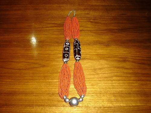 A old Tibet coral necklace with dzi beads