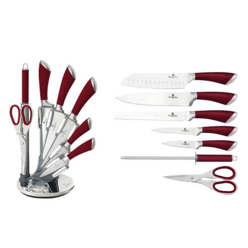 Berlinger Haus - 7 Pieces Infinity Line Knife Set with Stand - Burgundy (READ THE DESCRIPTION)