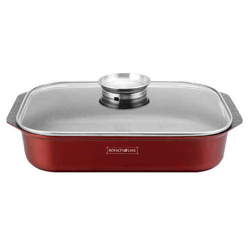Royalty Line - 34cm Marble Coating Roasting Pan with Glass Lid ( Copper)