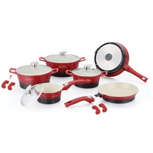 Royalty Line 14 Pieces Ceramic Coating Cookware Set - Red + Black (READ THE DESCRIPTION)