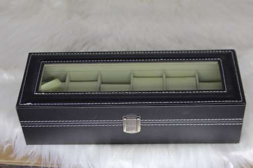 Jack Brown Luxury 6-Slot Leather Watch Display Box - Black (DISPLAY ITEM)