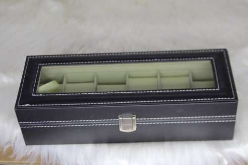 Jack Brown Luxury 6-Slot Leather Watch Display Box - Black (DISPLAY ITEM)