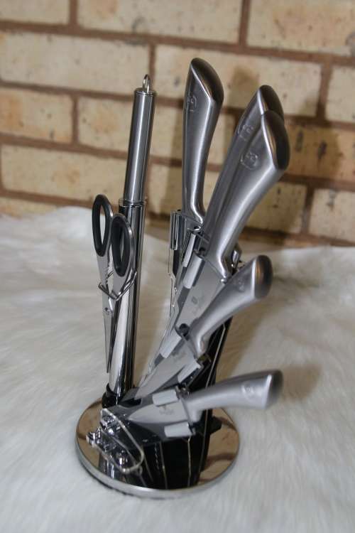 Berlinger Haus 8 Piece Stainless Steel Knife Set with Stand - Infinity Line