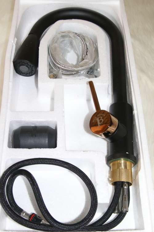 Jack Brown Stainless Steel Kitchen Pull Out Faucet - Black Rose