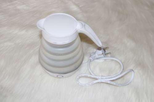 Foldable Portable Collapsible Travel Electric Kettle-White
