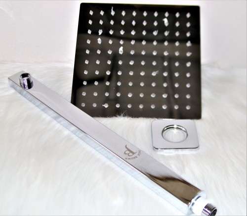 Jack Brown Unique Square Rain Fall Shower Head & Arm Set - Chrome