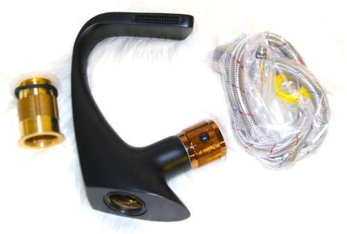 Jack Brown Basin Sink Mixer Waterfall Faucet Bathroom Tap - Black & Rose