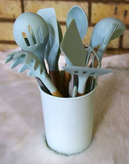 Cooking Utensil Set 11 Piece with Holder - Green