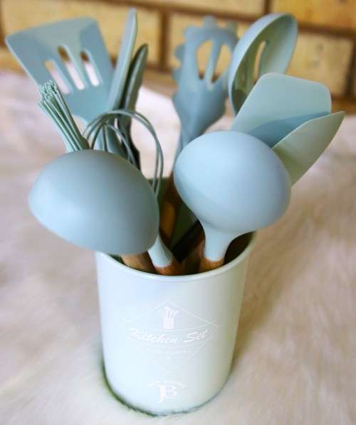 Cooking Utensil Set 11 Piece with Holder - Green
