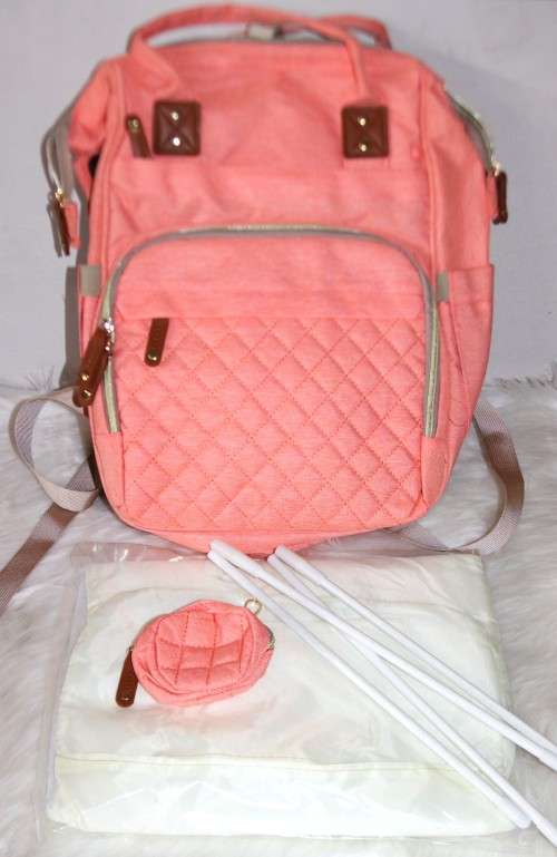 New Stylish Multi-Functional Baby Diaper Bag & Bed - Pink