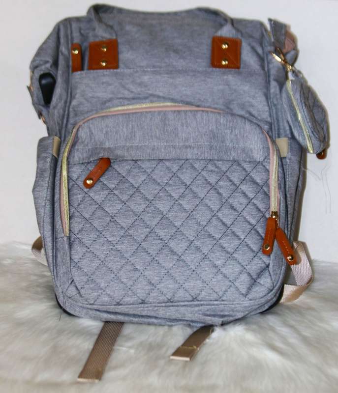 New Stylish Multi-Functional Baby Diaper Bag & Bed - Grey
